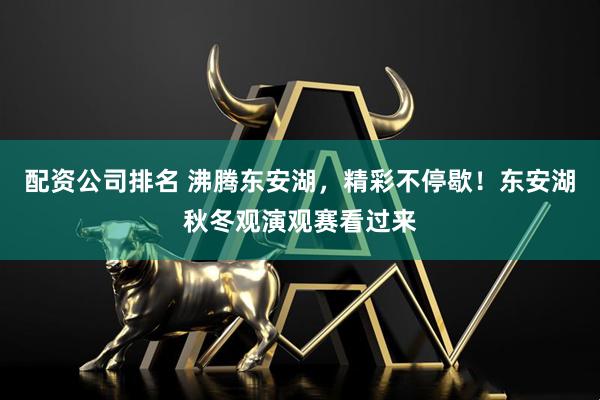 配资公司排名 沸腾东安湖，精彩不停歇！东安湖秋冬观演观赛看过来
